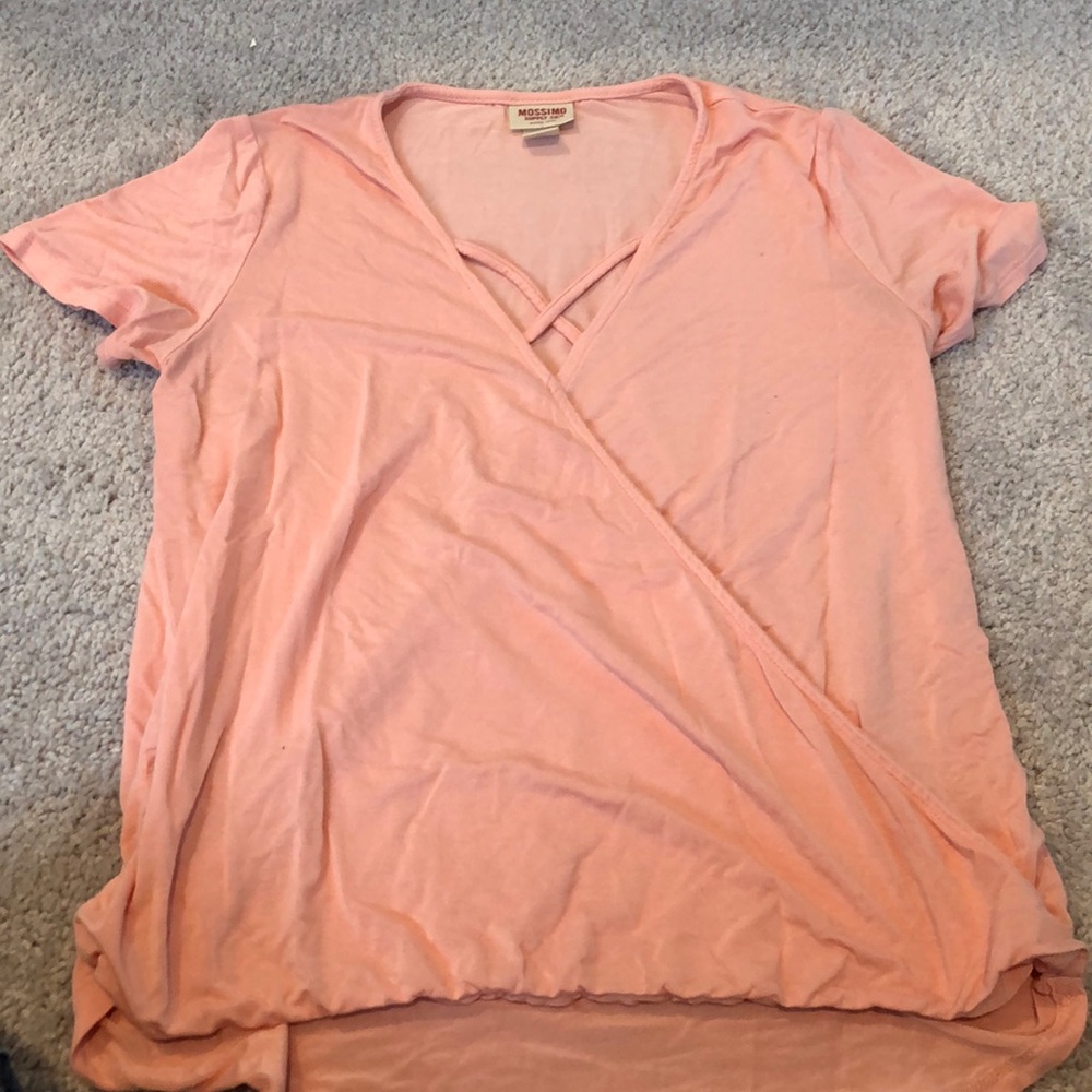 Pink cross neck shirt